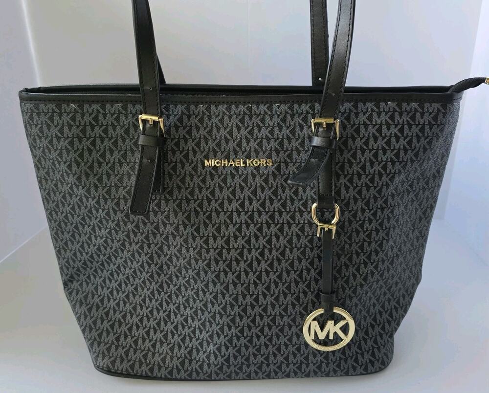 MICHAEL KORS Tote Bag, Black Allover Pattern, Large